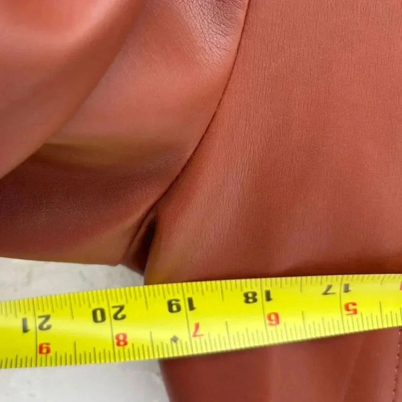 PR Womens Vintage Faux Leather Boho Style Long Coat Rust Size 13/14 - Picture 3 of 16